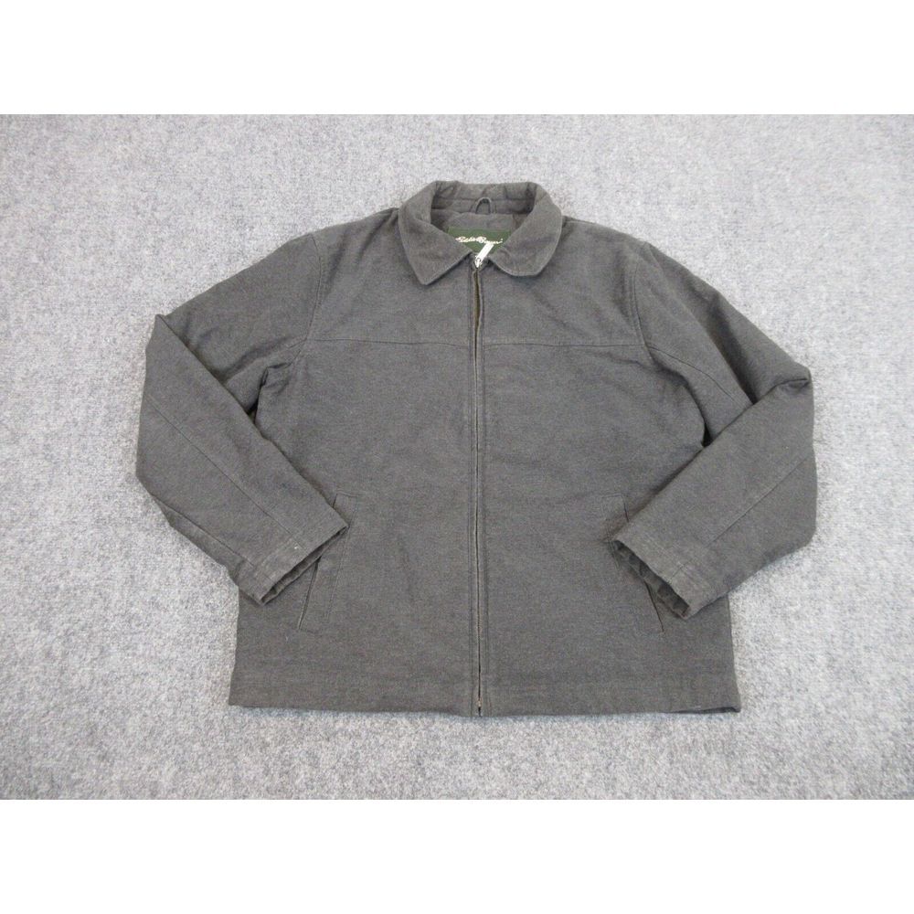 Eddie Bauer Jacket Mens Medium Gray Outdoors Full Zip Lined Winter Coat
